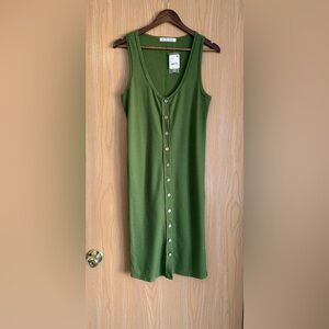 We The Free | Small | Green Gia Ribbed Tank Dress | Long Button Front Vest | NWT